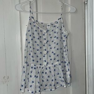Blue and white babydoll tank top